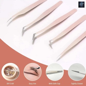 Pince à épiler de précision en acier inoxydable durable, manche noir, pointe lisse 10 mm, pour application de faux cils volume, personnalisable - Product Image 3