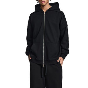 เสื้อฮู้ดดี้สั่งทำพิเศษ OEM ผ้าหนา 440 GSM ผ้าเฟรนช์เทอร์รี่ ซิปแบบรูดขึ้นลง ทรงโอเวอร์ไซส์ ซิปสำหรับผู้ชาย ปักโลโก้ 3 มิติ - Product Image 2