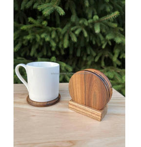 Juego de caja de regalo de posavasos de madera rústica-Vajilla hecha a mano para favores de boda - Product Image 3