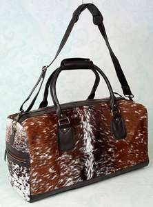 Sac de voyage en cuir pleine fleur de vachette avec poils, sac de week-end, sac fourre-tout LHDB-0181 - Product Image 4