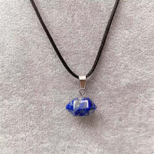 Natural Crystal Pendant Necklace with 19-Inch Leather <b>Rope</b> <b>Chain</b> for Men and Boys - Product Image 5