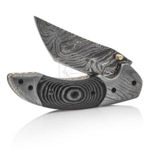 Couteau de chasse personnalisé Damascus Deal DD-FK-767 avec manche en Micarta, lame en acier Damas de 3 mm, longueur totale de 190 cm, pour l'extérieur - Product Image 1
