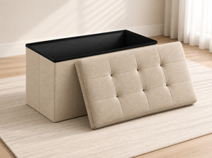 Banco de Almacenamiento de Tela Marrón de Lujo, Otomana Acolchada para Sala de Estar, Muebles para el Hogar - Product Image 4