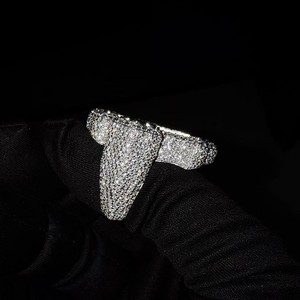 VVS Diam Iced Christian <b>Cross</b> Cluster Baguette Cut Moissanite <b>Ring</b> 925 <b>Silver</b> Claw Setting Hip Hop Cocktail Band Gold Plated - Product Image 3