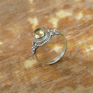 Anillo de Plata de Ley 925 Hecho a Mano con Piedra Preciosa de Citrino, Corte Ovalado, Citrino Amarillo Natural, Anillo de Plata Artesanal Estilo Boho Vintage - Product Image 6