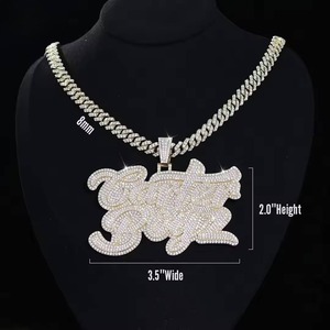New <b>Iced</b> <b>Out</b> Bling Letters VVS Moissanite Diamond Pendant Necklaces Silver Plated <b>Chain</b> Men's Hip Hop Jewelry - Product Image 3