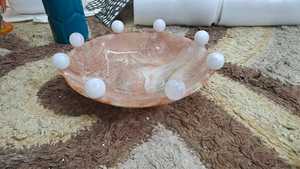 Resin salad <b>bowl</b> glossy Handmade <b>Pink</b> swril Resin <b>Bowl</b> With White Balls Polished Novelty Serving Salad <b>Bowl</b> - Product Image 6