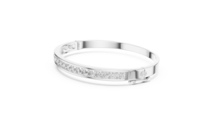 Brazalete de Oro Blanco con Diamante Cultivado en Laboratorio, Corte Brillante Redondo, Chapado en Rodio, Joyería para Mujer, Regalo - Product Image 3