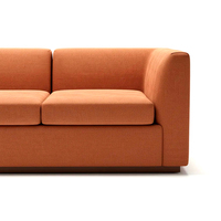 Canapé d'angle sectionnel moderne et minimaliste, trois places, gonflable, en mousse haute densité, revêtement en chenille orange