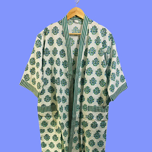 Cotton Casual Kimono Wholesale Summer Long Printed <b>Robe</b> Unisex Cotton Casual Kimono Bathrobe <b>Coat</b> Floral Handmade Printed <b>Robe</b> - Product Image 1