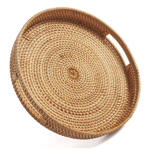 Bandeja de Servir de Ratán Bohemio de Lujo, Calidad Premium, Hecha a Mano, con Asa de Madera Natural, Organizador de Aperitivos y Té para el Hogar y la Cena - Product Image 2