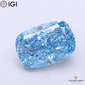 เพชรทรงคุชชั่น ได้รับการรับรองจาก IGI เพชร CVD ผลิตในห้องปฏิบัติการ น้ำหนัก 3.51 กะรัต ความสะอาดระดับ VS1 สีฟ้าสดใส สวยงาม ประดับกลางแหวน - Product Image 1