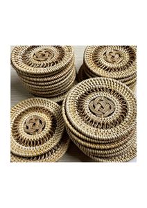 Plato de Bambú Hecho a Mano con Forma de Flor, Estilo Costero de Lujo, Salvamanteles de Concha, Posavasos de Mosaico de Madreperla, Decoración Natural para el Hogar - Product Image 5