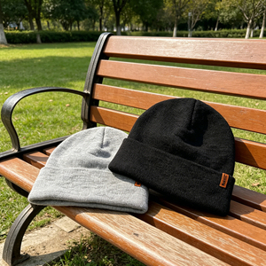 Unisex Solid Color Beanie Hat 100% Acrylic Knitted <b>Winter</b> <b>Cap</b> Casual Style Gray Black Adult Size - Product Image 2