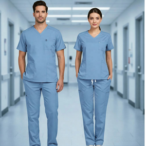 Everglide Wholesale 100% Cotton Hospital Medical Scrub Suits for Unisex Summer Nursing Surgical Uniforms <b>Doctor</b> Wear <b>Sets</b> - Product Image 2