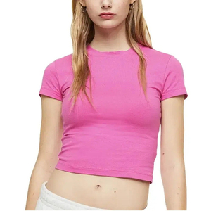 Prix de gros, t-shirts courts pour femmes de haute qualité, manches courtes, design personnalisé, t-shirts courts pour femmes - Product Image 3