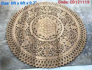 Panneaux muraux ronds en teck gravé de 6 pieds, 100 % faits à la main, haute résistance, écologiques, thème classique, DIY - Product Image 3