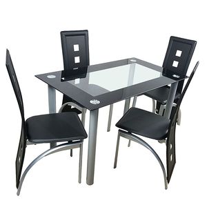 Set Tavolo da Pranzo Moderno 110cm 24778886 con Vetro Temperato di Ricambio, Elegante Arredamento per Ristoranti - Product Image 2