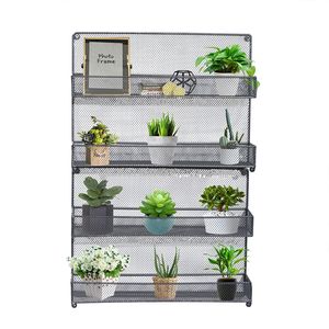 4-Tier Bronze Mesh Wall Mount <b>Spice</b> <b>Rack</b> for <b>Kitchen</b> Storage Kitchenware Organization Solution - Product Image 1