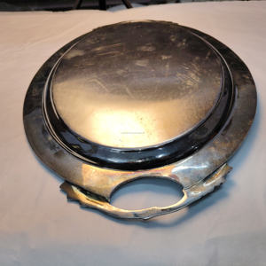 Plateau de service ovale plaqué argent avec le blason de l'Association des Éleveurs de Chevaux de Californie, plateau de service avec poignées ornées - Product Image 5