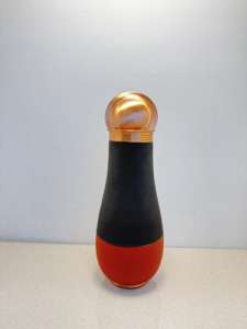 Premium Color Block Pure Copper Bedside Carafe Jar 1500ml Matte Charcoal Black & Terracotta Orange Pot Luxury Wellness <b>Drinkware</b> - Product Image 3