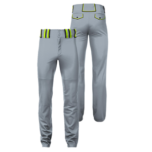 Pantalon de baseball pour adulte, couleur gris, bas ouvert, côtés rayés, longueur intégrale, 100% polyester, pantalon de baseball pour homme et jeune. - Product Image 3