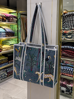 Bolso Tote de Terciopelo Naranja con Estampado Bohemio para Mujer, Marca Le Souvenirs, Diseño Animal, para Compras y Viajes, Cierre Personalizado