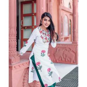 Encuentra un conjunto de kurta de algodón Buta con estampado floral rojo de nuevo diseño para mujer, al por mayor, ropa étnica de diseñador, elegante. - Product Image 2