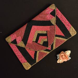 Bolso de mano tipo sobre con cuentas y flores tejidas a mano para bodas, fiestas, elegante bolso bandolera estilo bohemio, bolso de noche para mujer. - Product Image 4