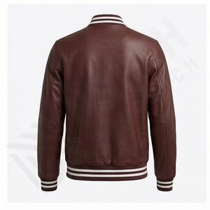 Nuevo estilo, ropa de mujer, ropa de calle de moda, botón de retazos, abrigo recortado de otoño para mujer, chaqueta universitaria de cuero personalizado - Product Image 3