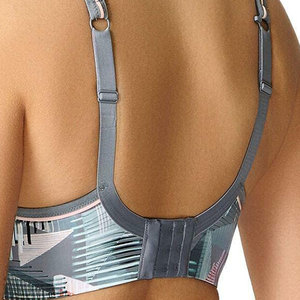FITME SPORTS Women's Sports Bra Urban Print Gray Straps Backless Design Spandex/Nylon Medium Support Quick Dry for Yoga Workout - Product Image 4