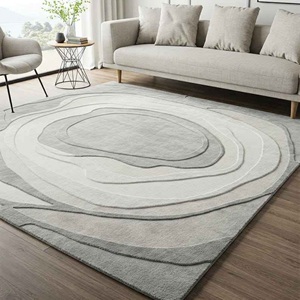 Alfombra Moderna Abstracta Gris con Patrón en Capas, Alfombra de Lana Suave y Lujosa, Tapete de Diseño para Sala de Estar, Dormitorio y Decoración del Hogar - Product Image 3