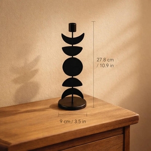 Moradabad Art Metal Ware Geometric Iron <b>Candlestick</b> <b>Holder</b> Moon Phase Design <b>Black</b> Metal Handmade Eco-friendly Powder Coated - Product Image 3