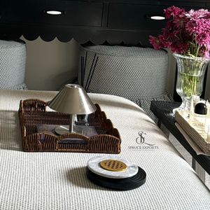 Juego de Incensario Árabe de Lujo en Mármol y Madera con Tapa Metálica con Rejilla Dorada Decoración para el Hogar Artesanal Premium de Forma Redonda B2B - Product Image 6