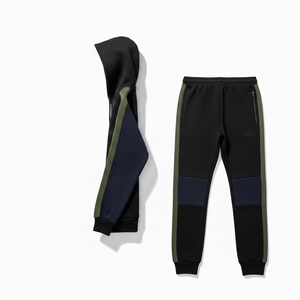 Ensemble de survêtement personnalisé pour homme, sweat à capuche zippé et pantalon de jogging, deux pièces, sportswear patchwork, tenue décontractée athlétique pour le jogging - Product Image 3