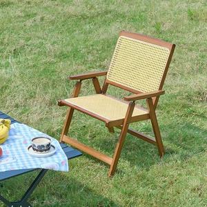 Chaise de camping pliante extérieure <span class=keywords><strong>double</strong></span> personne chaise de pique-nique de plage en bambou Portable fauteuil de loisirs en rotin PE - Product Image 4