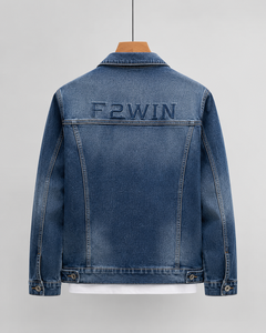 Veste en jean noire pour homme F2WIN, col montant décontracté, simple boutonnage, coupe classique, coton lavé, imperméable, coupe-vent, séchage rapide - Product Image 3