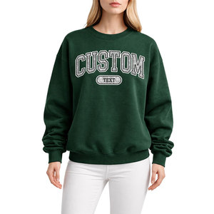 High Quality Custom Text Green Oversized <b>Sweatshirt</b> Women Casual Crew Neck Pullover Fleece Loose Fit Streetwear - Product Image 3