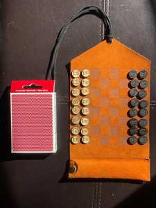 Leather Magnetic <b>Backgammon</b> <b>Set</b> Foldable Travel Game for Outdoor & Party Use Orange with Fabric Tag - Product Image 2