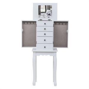 Armadio Portagioie con 5 Cassetti e 8 Ganci, Mobile Verticale con Spazio di Archiviazione Superiore su 2 Lati - Product Image 5