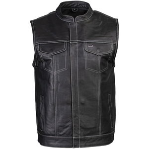 Chaleco de Motocicleta de Cuero Negro Clásico para Hombre Samroz Sports con Forro Interior de Franela - Product Image 4