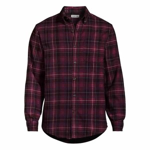 Chemise à carreaux à manches longues pour homme, coupe classique, style décontracté, motif rouge foncé, noir et blanc, boutonnée - Product Image 5