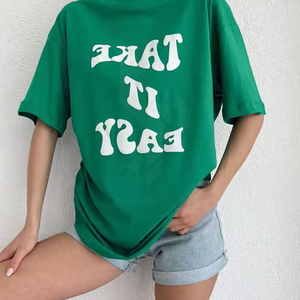 T-shirt tendance pour femme avec imprimé en relief, tee-shirt en coton graphique, design imprimé en relief, léger, confortable, mode, essentiel au quotidien - Product Image 4
