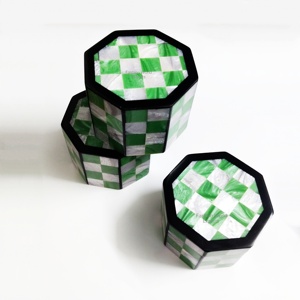 Handmade Small Resin Inlay Decorative Box Colorful Checkered Design Jewelry Storage Keepsake Organizer Modern <b>Coffee</b> <b>Table</b> decor - Product Image 3