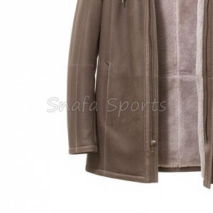 2026 Thick Warm Leather <b>Shearling</b> <b>Bomber</b> <b>Jacket</b> Custom Design Zipper Closure High Quality Leather <b>Jacket</b> For Men - Product Image 4