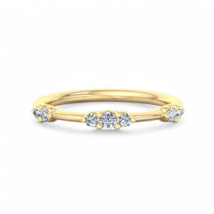 Bague de mariage minimaliste en or avec cluster de diamants de laboratoire ronds, bague empilable pour anniversaire, pour femme - Product Image 1
