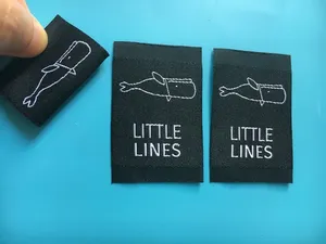Little Lines Printed Woven Labels Cotton Rectangle Cloth Garment <b>Tags</b> Washable Stitch Design for Shoes - Product Image 1