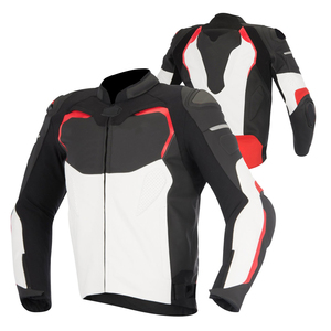 Chaqueta de Motociclista de PU para Hombre, Color Negro, Blanco y Rojo, Manga Larga, Resistente al Viento, para Todas las Estaciones, Ropa de Carreras - Product Image 2
