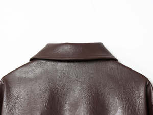 Women's Original Sheep Skin <b>Leather</b> Biker <b>Jacket</b> with Zip Pockets Stripe Regular Fit for <b>Winter</b> - Product Image 4