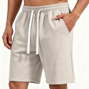 Shorts en molleton 100 % coton pour homme avec cordon de serrage à la taille et poches, style décontracté, coupe mi-haute, en vente - Product Image 3